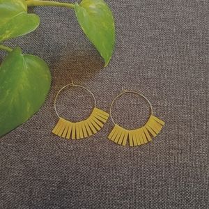 Gold Hoop Earrings with Fringe Detail